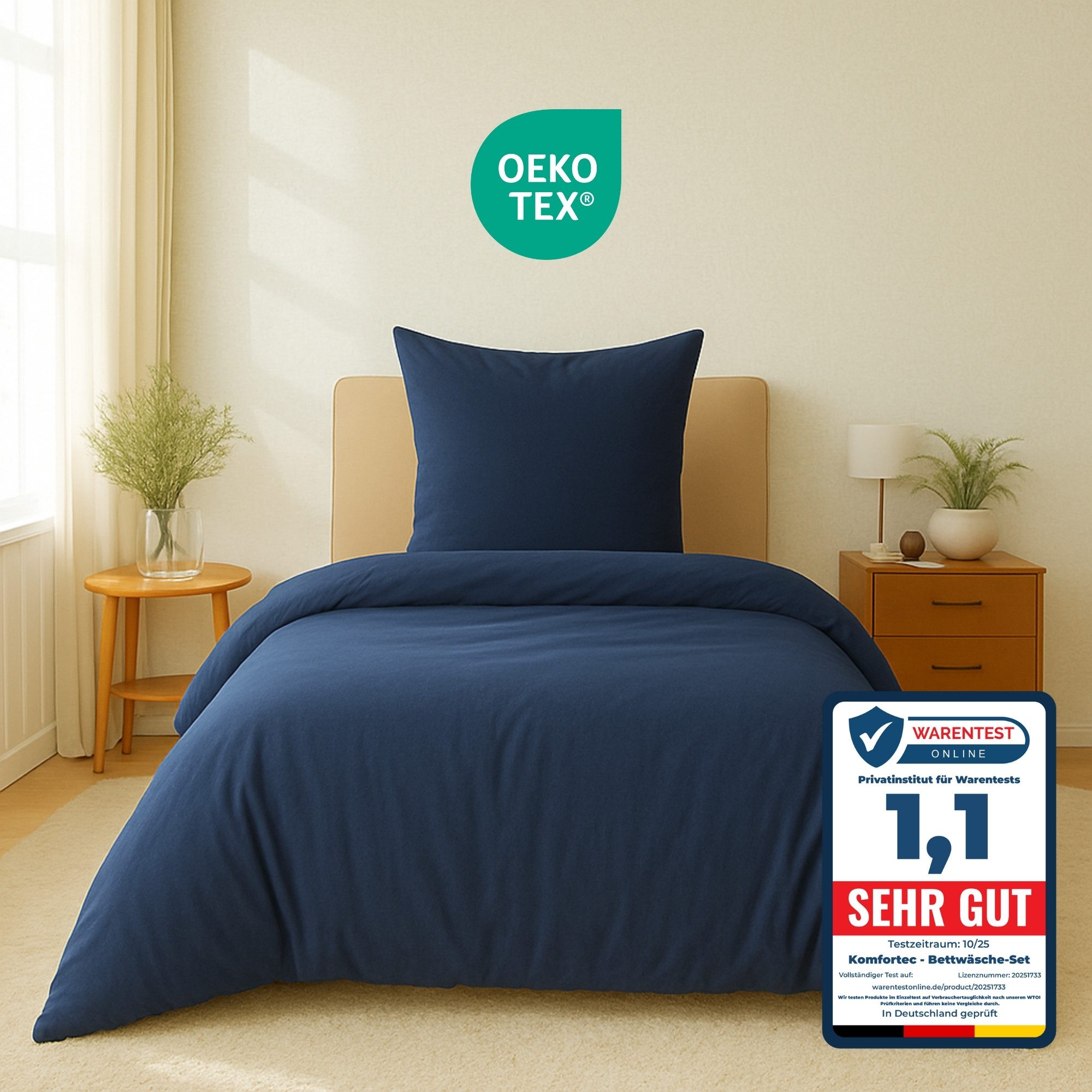 Komfortec Bettwäsche Premium, 135 x 200 bis 220 x 240 cm, 6 verschiedene Größen zur Auswahl, gebürstet 100% Mikrofaser, 2 teilig, Superweiches Bettwäsche-Set, Knitterfrei, Atmungsaktiv