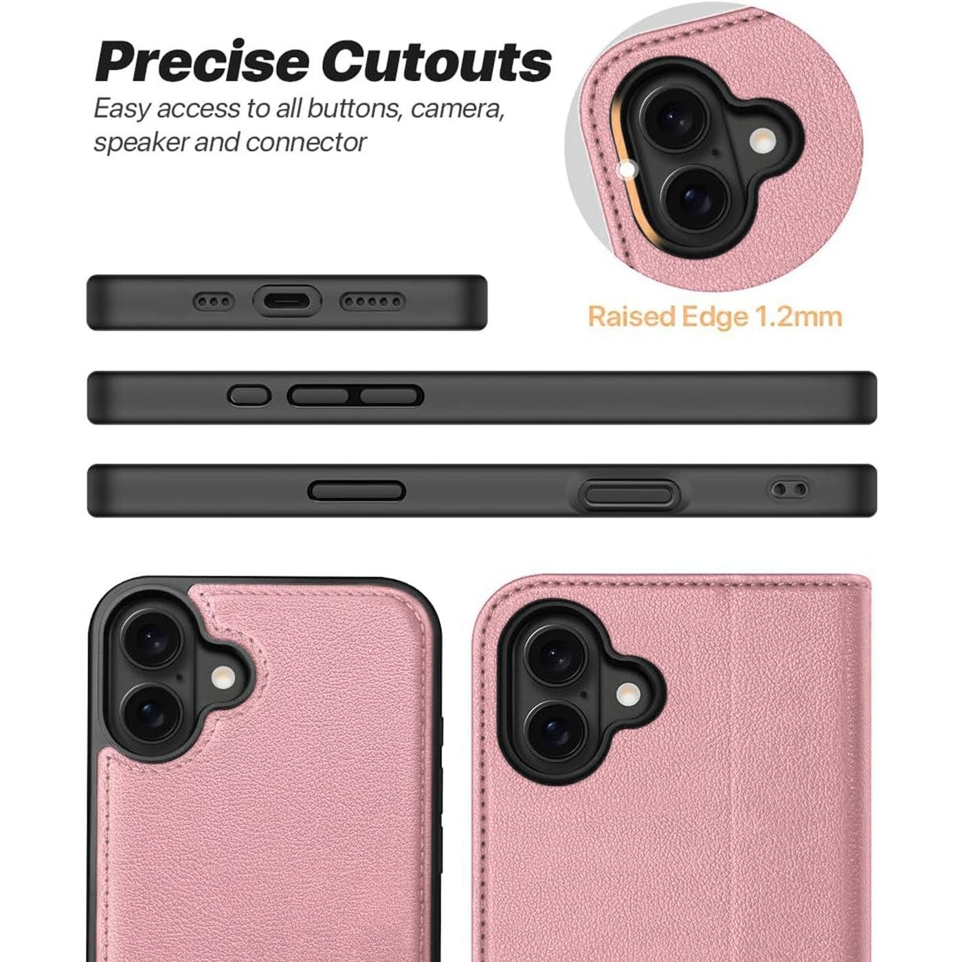 CoolGadget Handyhülle Magnet Book Case für iPhone 17e / iPhone 16e Hülle + Klapphülle 6,1 Zoll, 2in1 abnehmbare magnetische RFID Schutzhülle Kartenfach Fotofens – Bild 4 von 5