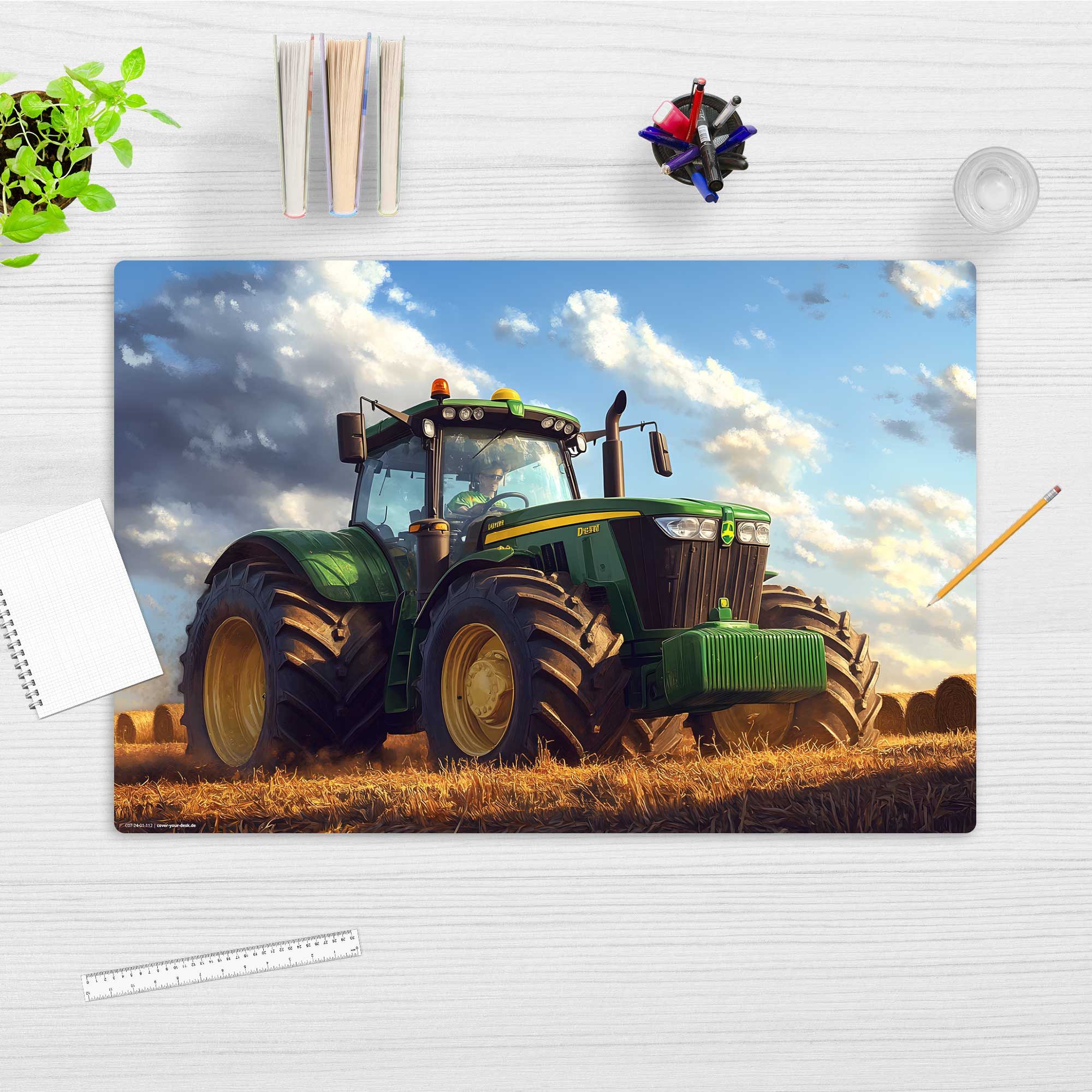 cover-your-desk.de Schreibtischunterlage abwaschbar - Traktor - aus premium Vinyl - Made in Germany, (1 tlg)