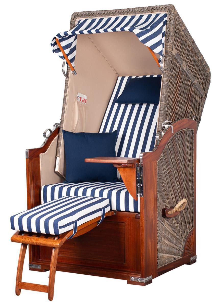 bene living Strandkorb Schaalsee 1-Sitzer Mahagoni - PE grau - Modell 518, BxTxH: 102x92x165 cm, Volllieger ca. 175 Grad, Ostsee-Strandkorb, inkl. Liftersystem. € 1.519,00