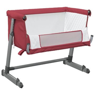 vidaXL Kinderbett Babybett mit Matratze Rot Leinenstoff Anstellbettchen Mobil