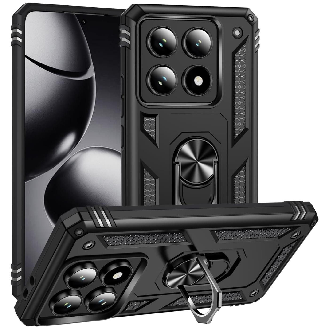 CoolGadget Handyhülle Armor Shield Case für Xiaomi 14T Pro 6,67 Zoll, Outdoor Cover mit Magnet Ringhalterung Handy Hülle für Xiaomi 14T Pro