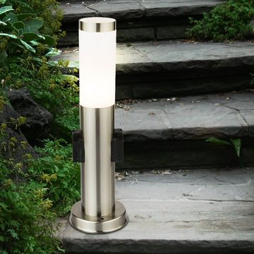 Globo LED Außen-Stehlampe, Leuchtmittel inklusive, Warmweiß, Außenleuchte mit Steckdose 45cm Stromsäule Garten mit Lampe