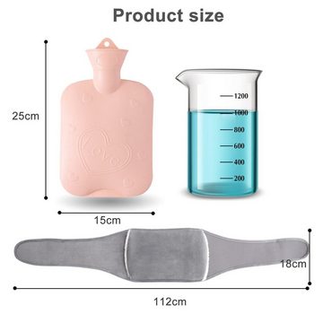 CALIYO Wärmflasche Wärmflasche aus Gummi mit weichem Taillen-Bezug, Wärmflasche, (3-tlg), für Nacken und Schulter, Rücken, Beine, Taillenwärmung