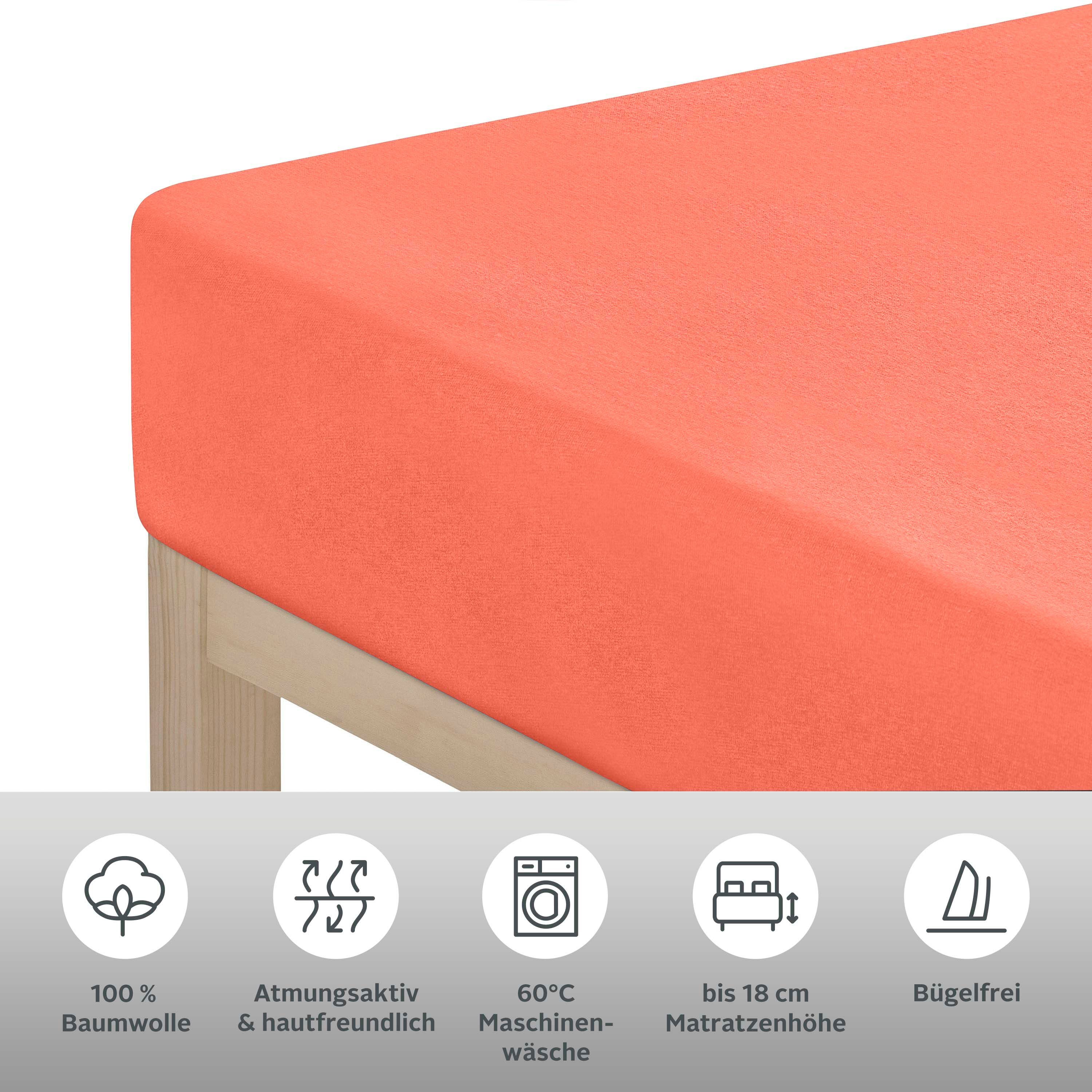 OTTO home Spannbettlaken PHYSALIS 100% Baumwolle, Jersey, Gummizug: rundum, (1 Stück), für Matratzen bis 18 cm Höhe, Bettlaken, Spannbetttuch, pflegeleicht