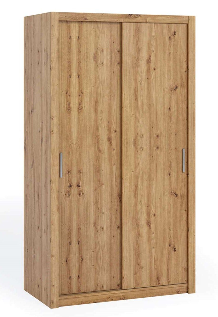 Stylefy Schwebetürenschrank Mela (Kleiderschrank, Mehrzweckschrank) 120/150/180/200/220 x 215 cm, aus Holzwerkstoff, viel Stauraum, Modern Design Eiche Artisan Hochglanz