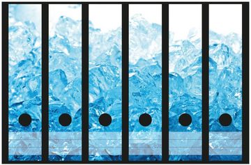 Wallario Etiketten Leuchtendes Eis in blau, Ordnerrücken-Sticker in verschiedenen Ausführungen