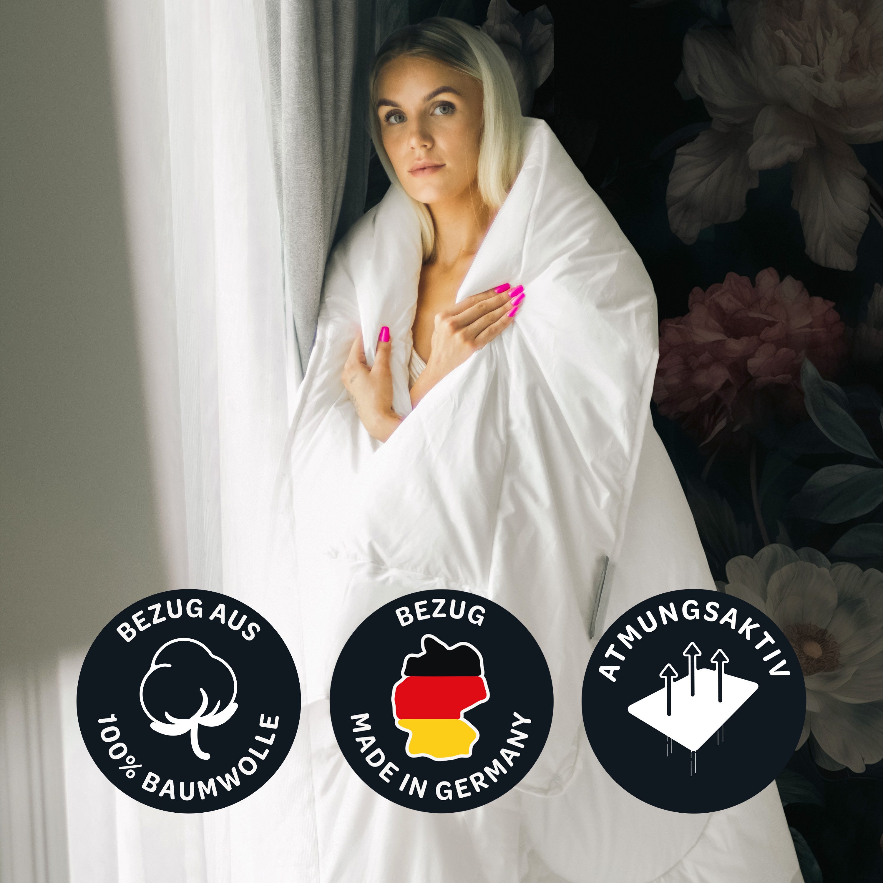Dunlopillo Baumwollbettdecke Fusion, Bettdecken für Sommer und Winter, Füllung: Polyester, Bezug: 100% Baumwolle, Bettdecke 135x200 cm, 155x220 cm, Dunlofill® H – Bild 4 von 5