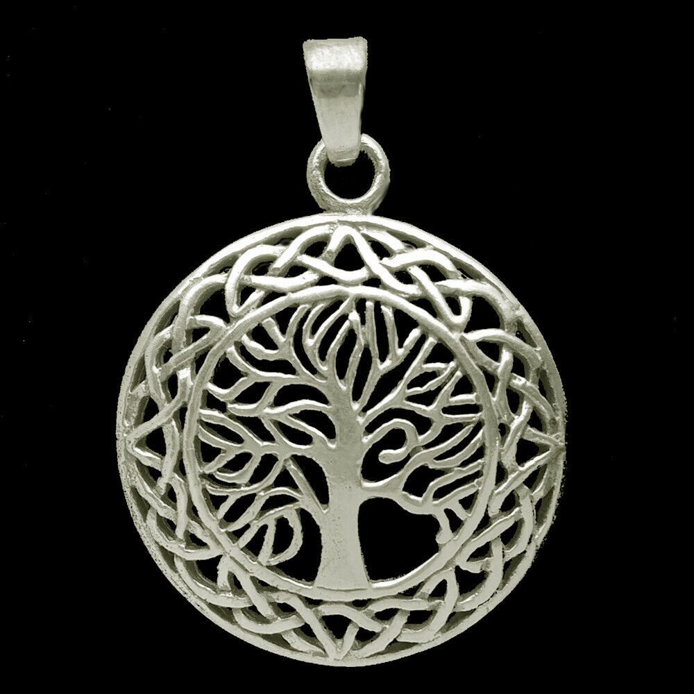 HOPLO Kettenanhänger Baum Schmuck Anhänger keltischer Knoten 925er Silber 27 mm Durchmesser