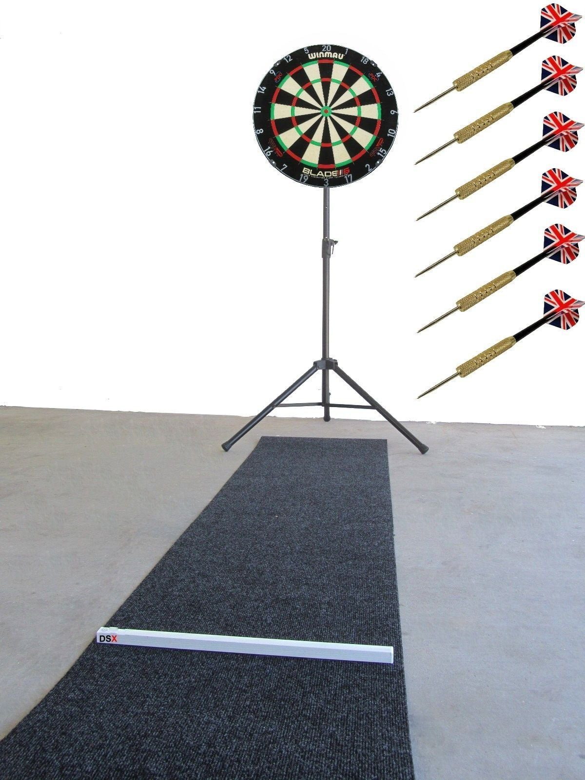 Dartscheibe Winmau Blade 6 Triple Core Carbon Dartmatte Ständer Dartpfeile