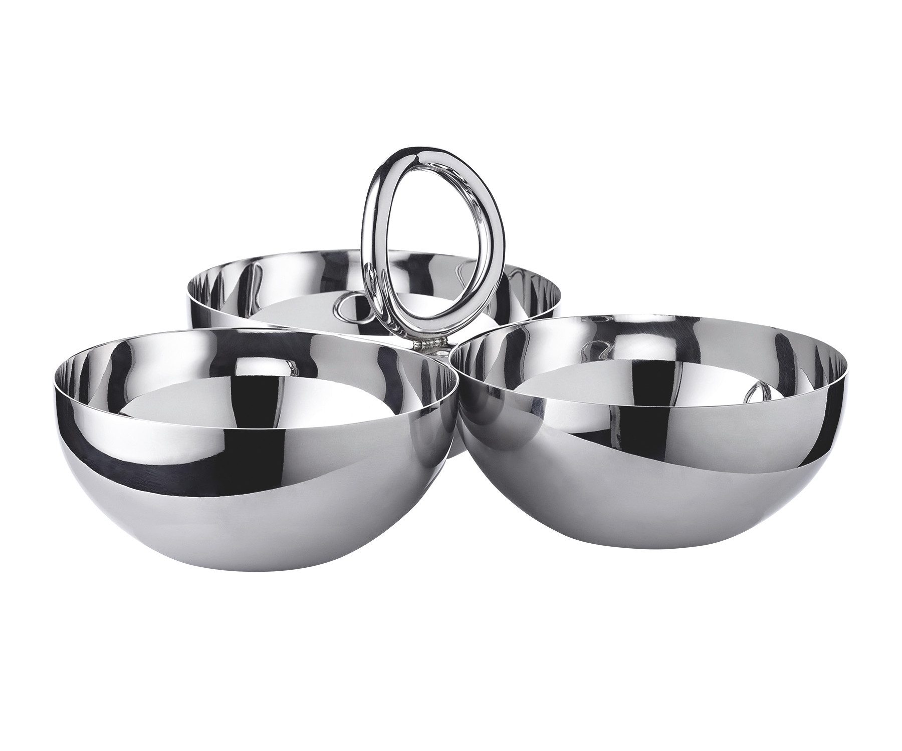 EDZARD Servierschale Apus, Edelstahl, Triple Schale, Silber-Optik, hochglanzpoliert, H 10 cm