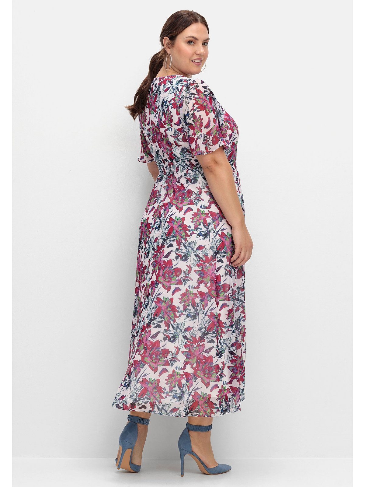 Sheego Abendkleid Große Größen mit Blumenprint, blickdicht gefüttert