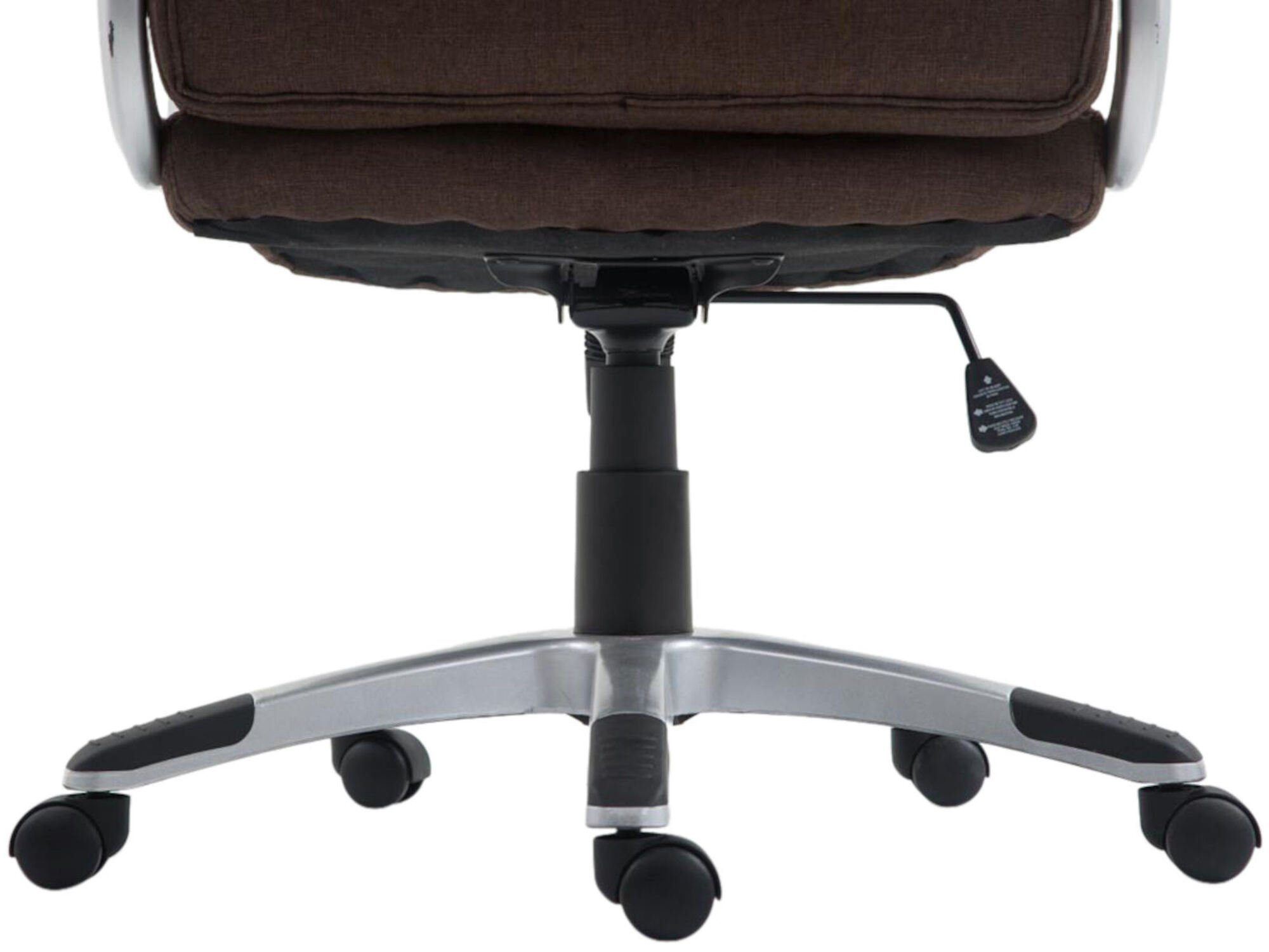 2 Drehstuhl, 360° silber Bürostuhl Chefsessel, Stoff braun - Sitz: Bürostuhl - Gestell: TPFLiving mit höhenverstellbar Texum und bequemer XXL), Kunststoff (Schreibtischstuhl, drehbar Rückenlehne