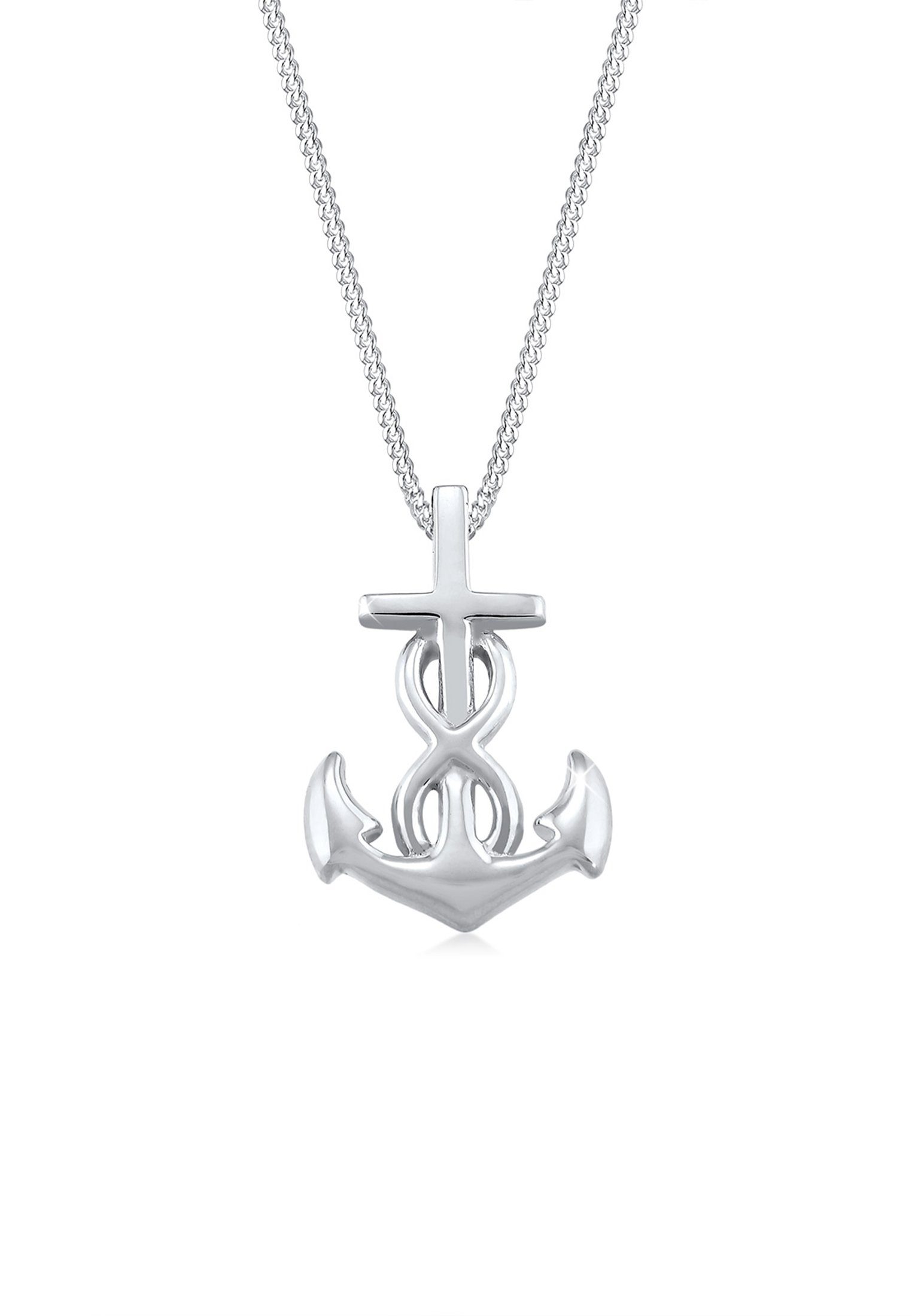 Elli Kette mit Anhänger Anker Infinity Liebe Kreuz 925 Silber, Anker