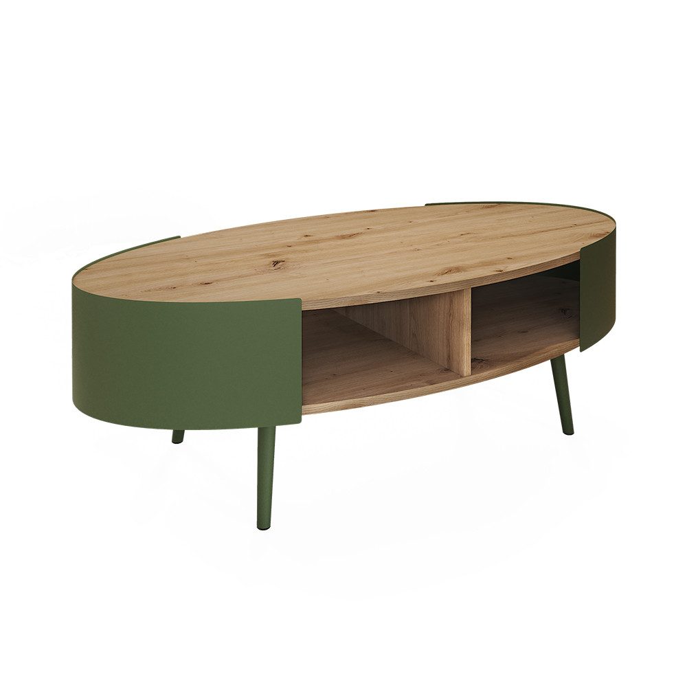 Vicco Couchtisch Lofta, Grün/Eiche, 120 x 60 cm (1-St)