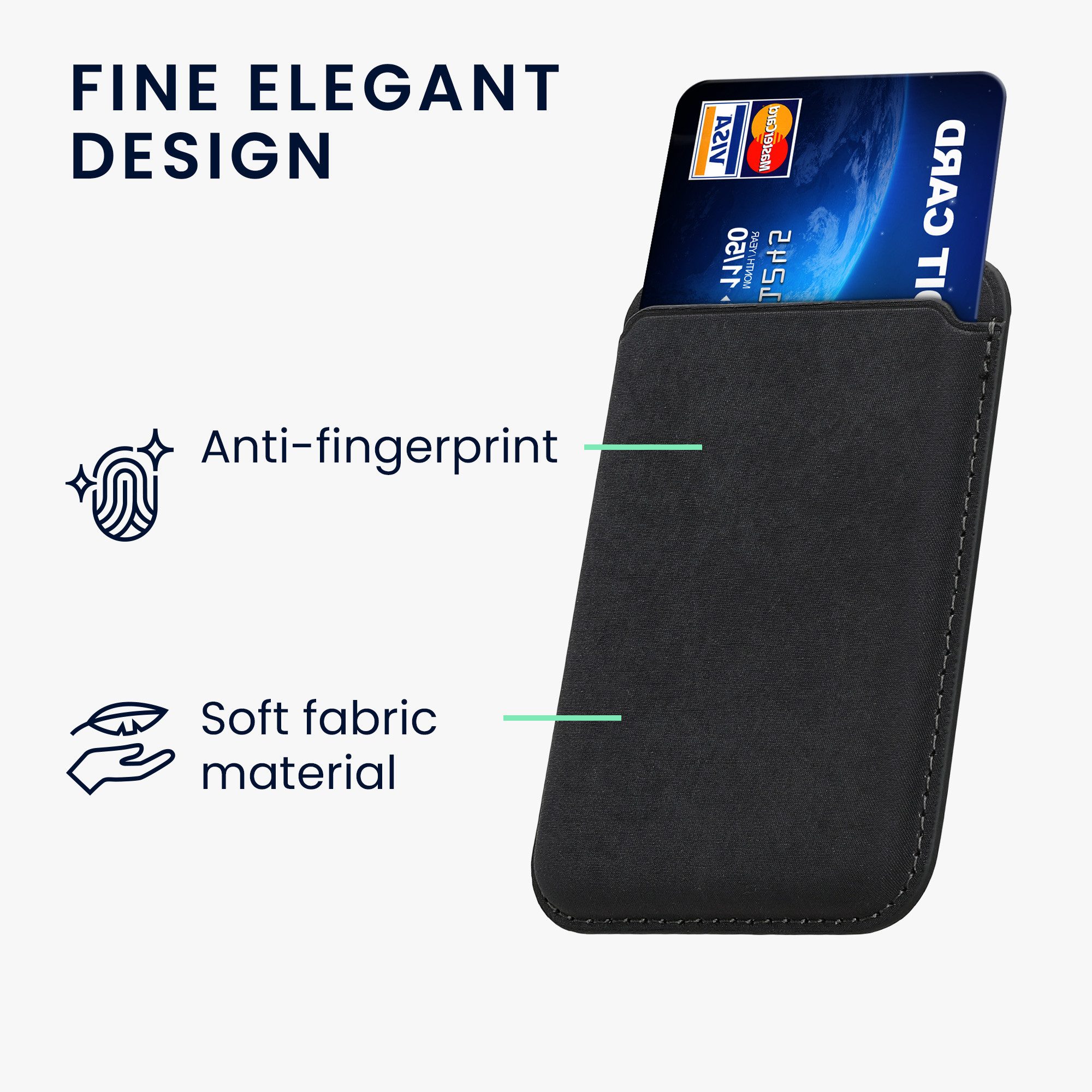 kwmobile Etui Wallet Kartenhalter für Apple iPhone 16 / 15 / 14 / 13 / 12 Serie, Magnetische Karten Hülle - kompatibel mit MagSafe Halter - Stoffbezug – Bild 5 von 5