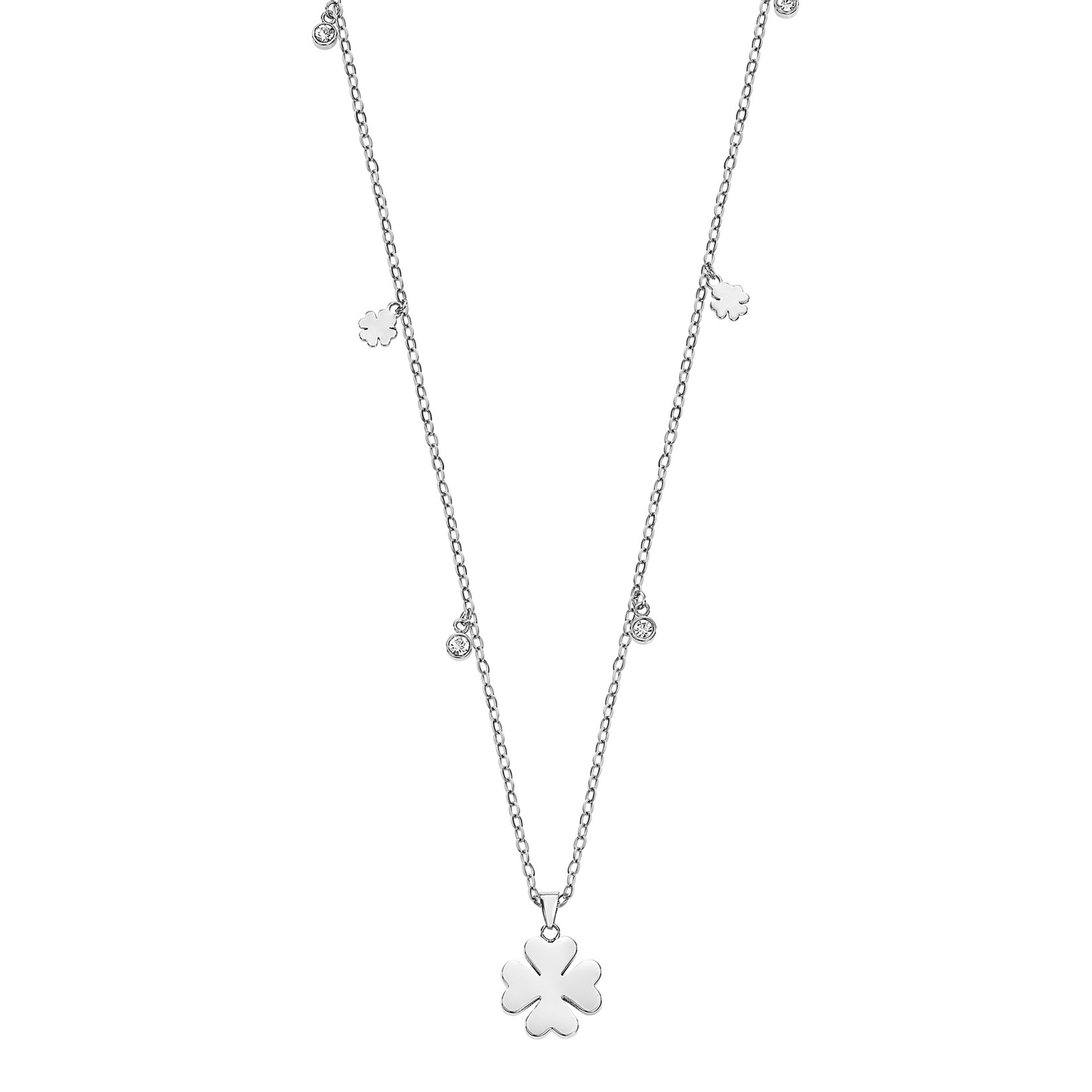 Lotus Kette mit Anhänger Essentials - Kleeblatt, mit Glasstein