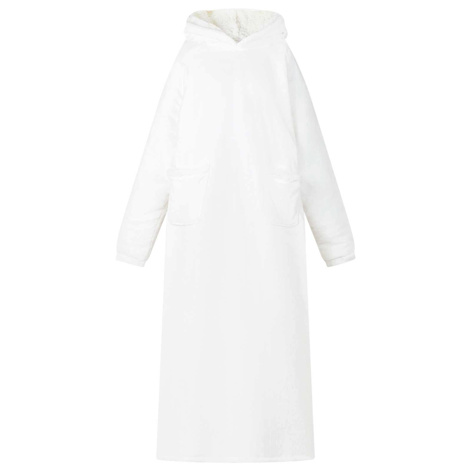 vidaXL Unisex-Bademantel Decken-Hoodie Weiß M Fleece und Flanell, Vlies