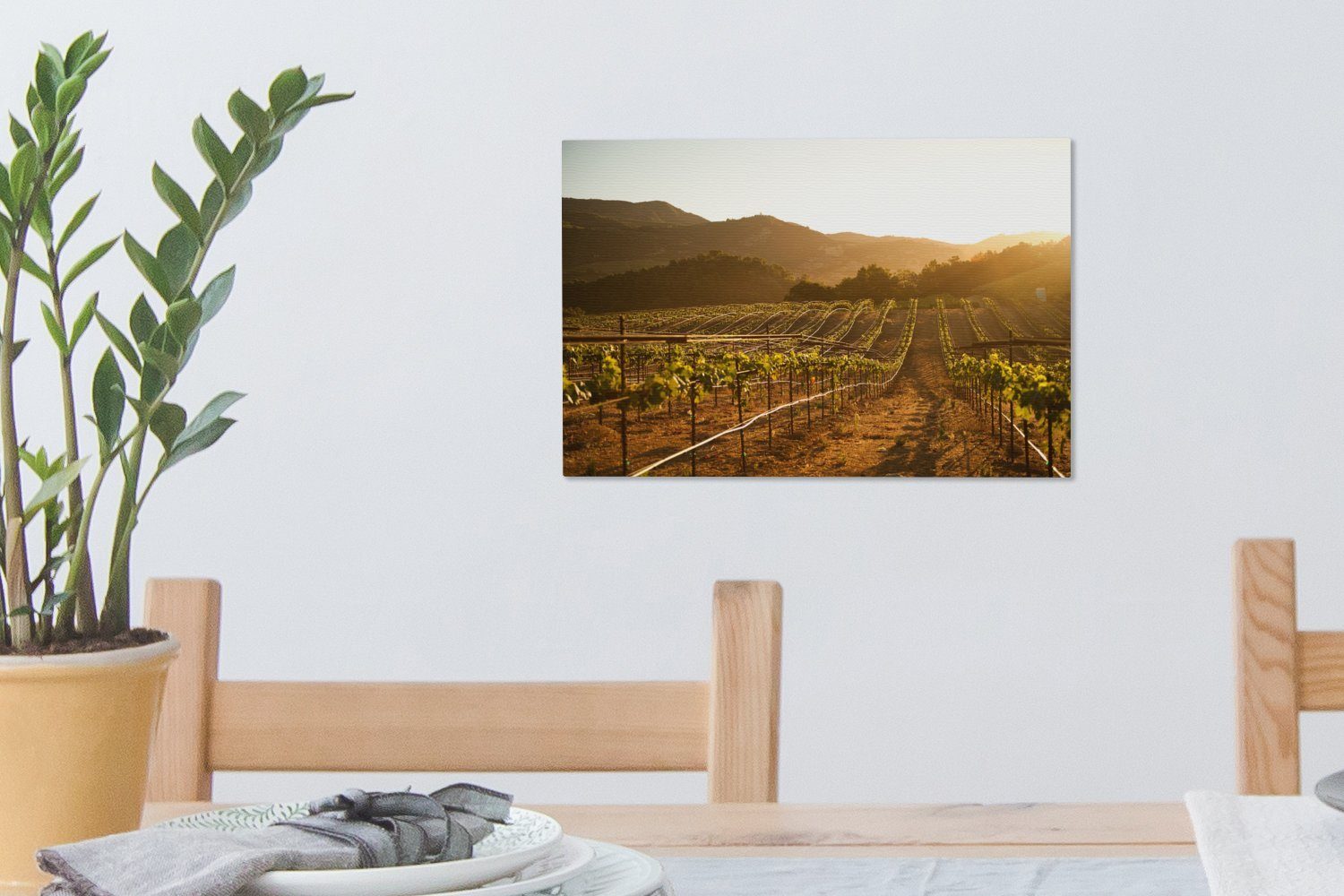 Leinwandbilder, 30x20 Weinberg Wandbild St), Sonnenuntergang, (1 Aufhängefertig, bei Leinwandbild cm OneMillionCanvasses® Wanddeko,