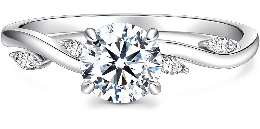 Jumpeak Diamantring 1ct Lab-grown diamond ring,Rund-Schliff,Ring Set,Goldring,14K Gold, D,VS1,Verlobungsring,Geschenk für Frau,Damen Ring,Jubiläum,diamantring