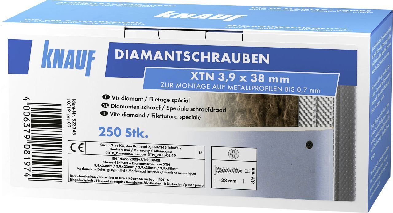 KNAUF Trockenbauschrauber Knauf Diamantschr. XTN 3,9 x 38 mm 250 Stück