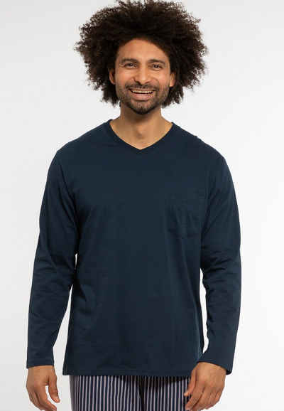 Ammann Pyjamaoberteil »Organic Cotton - Mix & Match« (1-tlg) Schlafanzug-Shirt mit V-Ausschnitt langarm - Schlafanzüge zum selbst zusammenstellen, Im Zeitlosen Design, Angenehm auf der Haut