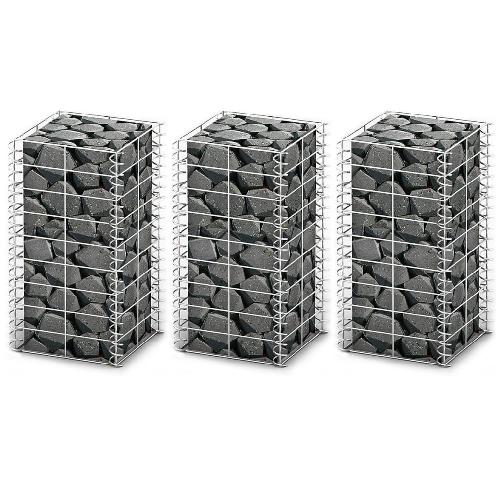DOTMALL Gabionenzaun Gabionen-Set 3-tlg. Verzinkter Draht günstig online kaufen