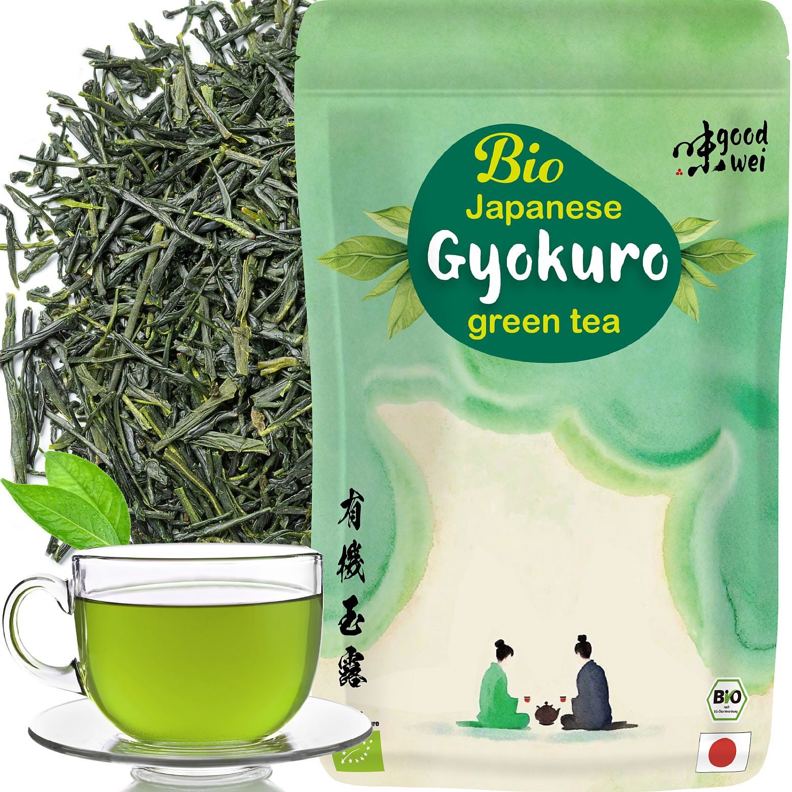 Goodwei Tee Bio Gyokuro Grüntee Premium, Japanischer Schattentee 120g, 1 x 120 g