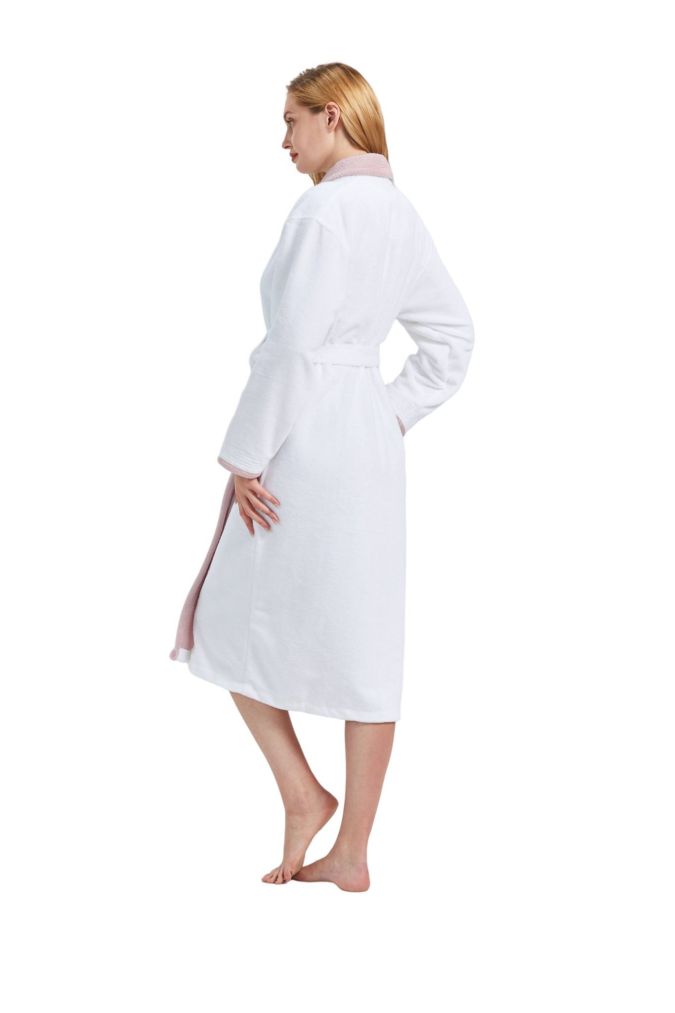 RAIKOU Bademantel Damen und Herren Luxuriöser Morgenmantel Sauna Wellness Mantel, Kimono-Kragen, Gürtel, Hochwertiges Material