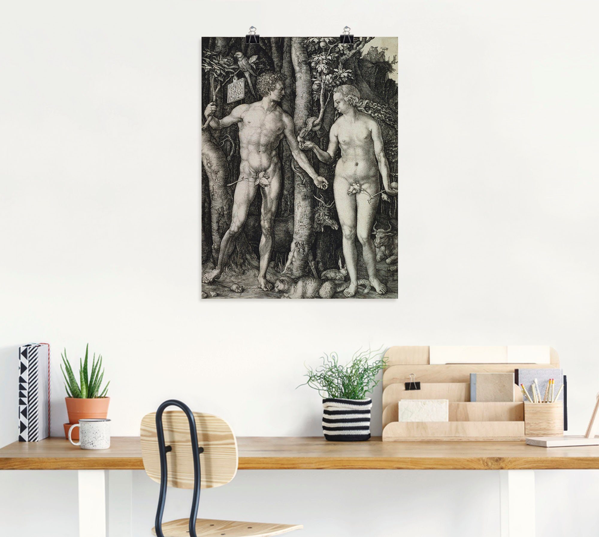 Poster Größen Religion Leinwandbild, in Wandbild Artland 1504, oder Wandaufkleber und (1 St), Adam als versch. Eva.