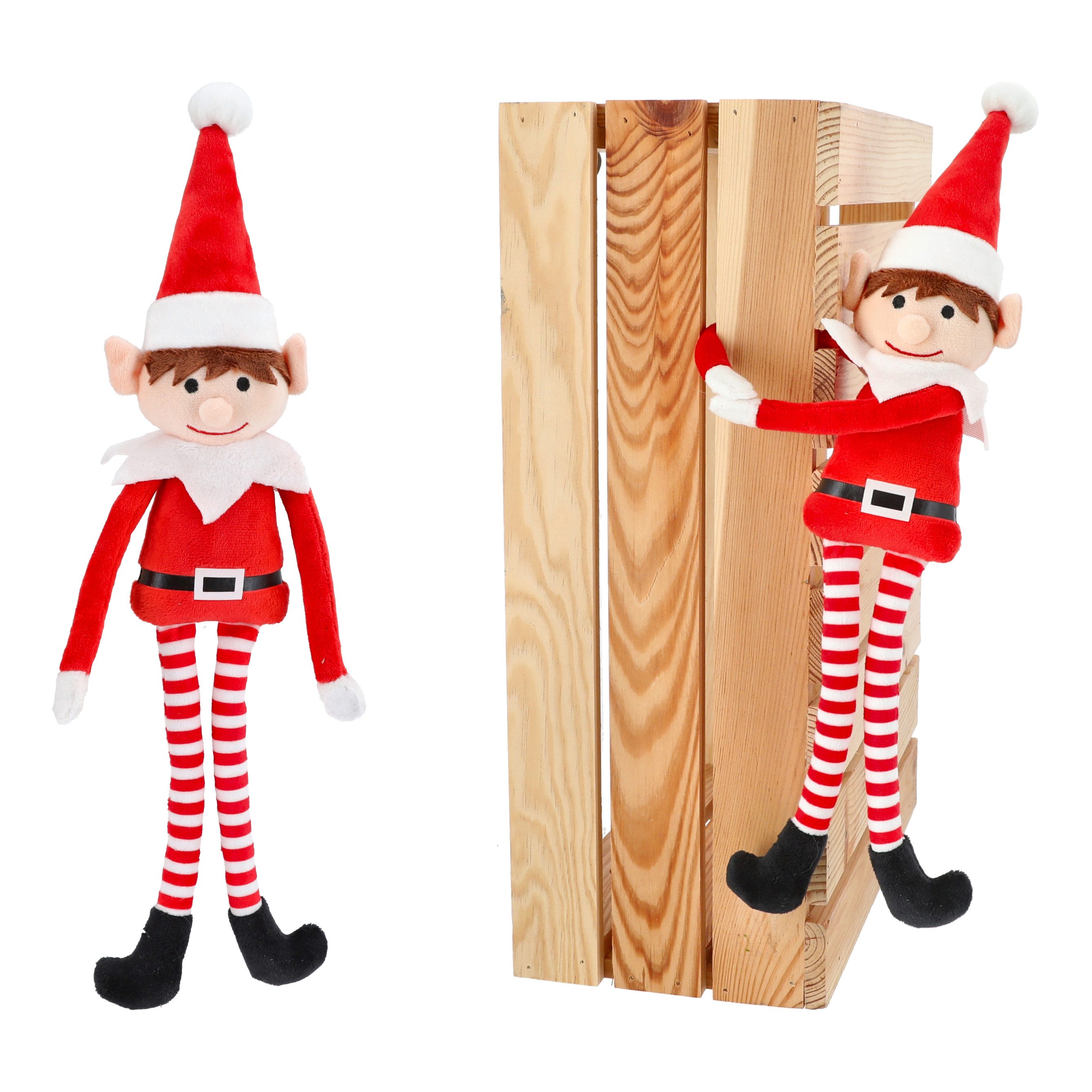 Spetebo Weihnachtsfigur Plüsch Weihnachtself mit Kletthänden 40 cm (2er Set, 1 St., Elfen Figur), mit Klettverschluss an den Händen – Bild 3 von 5