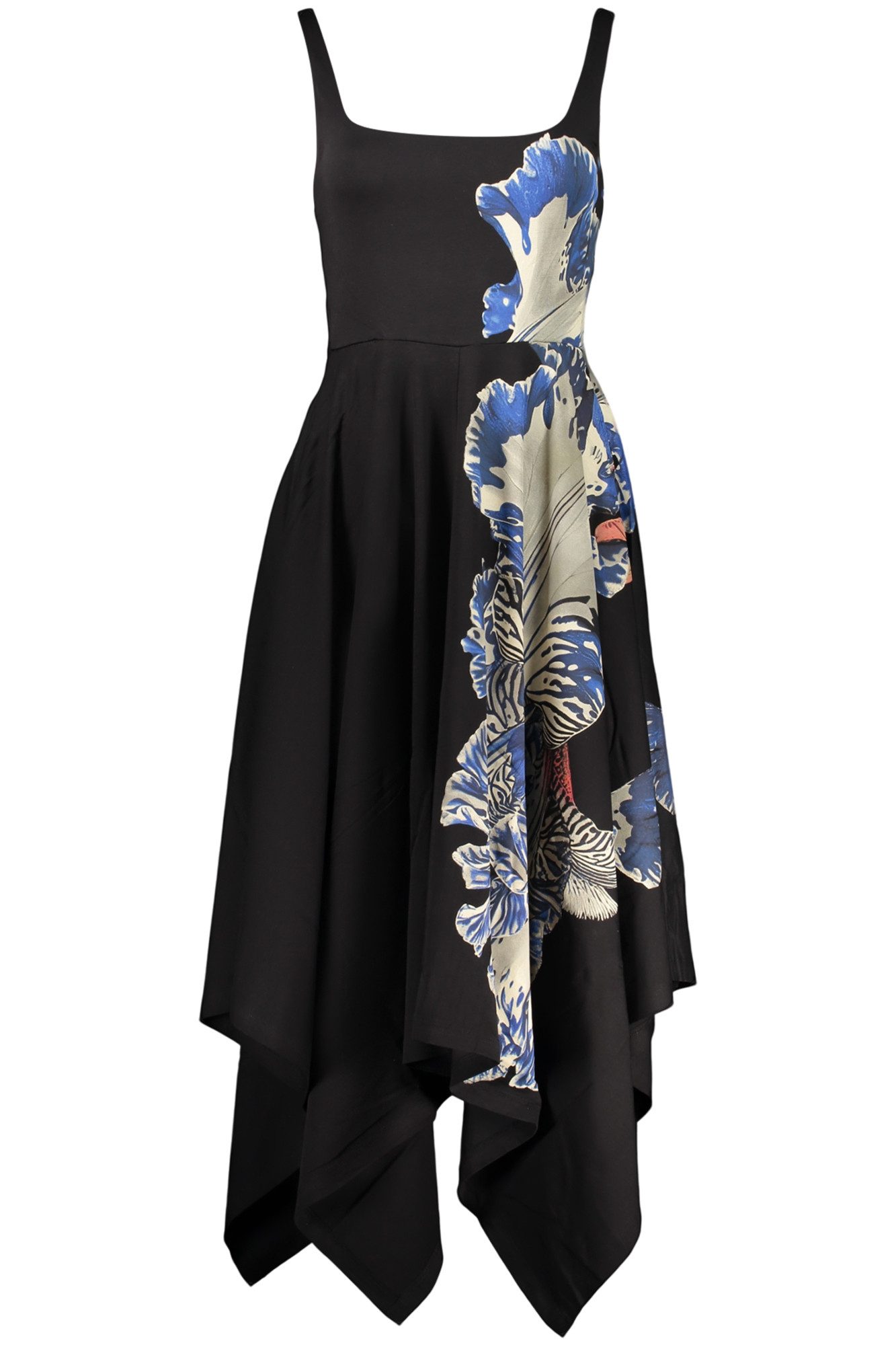 Desigual Partykleid Elegantes schwarzes Damenkleid mit Kontrastdetails und Print