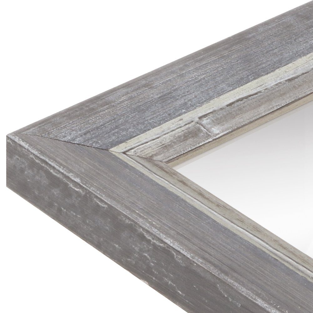WANDStyle Wandspiegel H640, Grau, aus Massivholz im Shabby Chic Stil