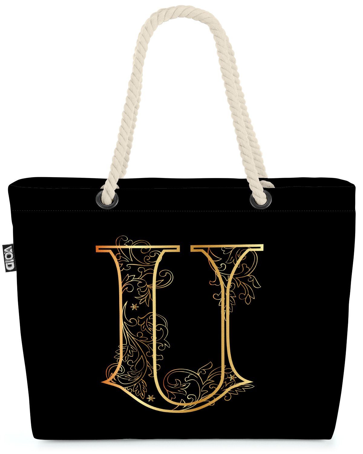 VOID Strandtasche (1-tlg), U Buchstabe Floral Vintage A Buchstabe Floral Vintage Alphabet Vintag