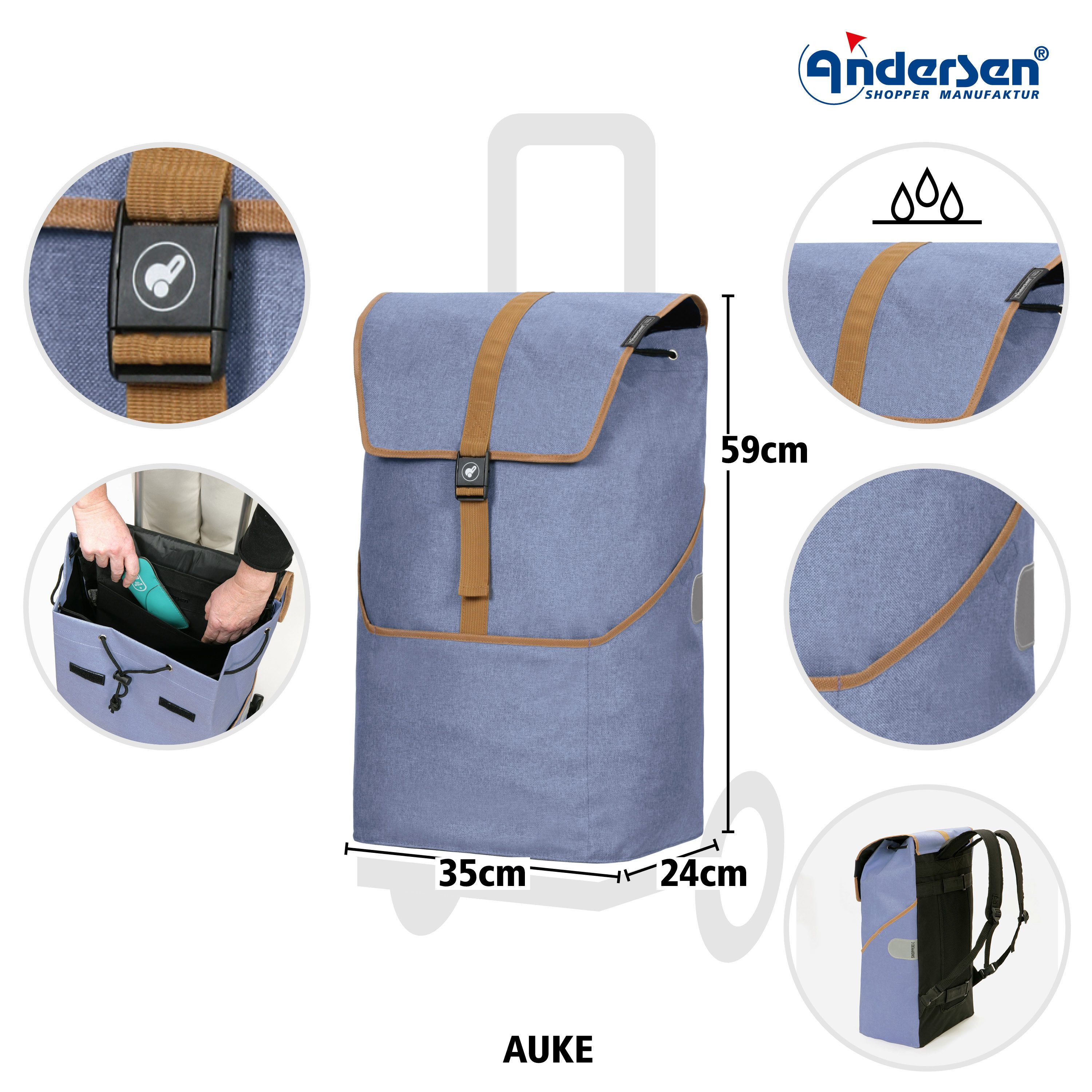 Andersen Einkaufstrolley Tasche Auke flieder, wasserabweisend