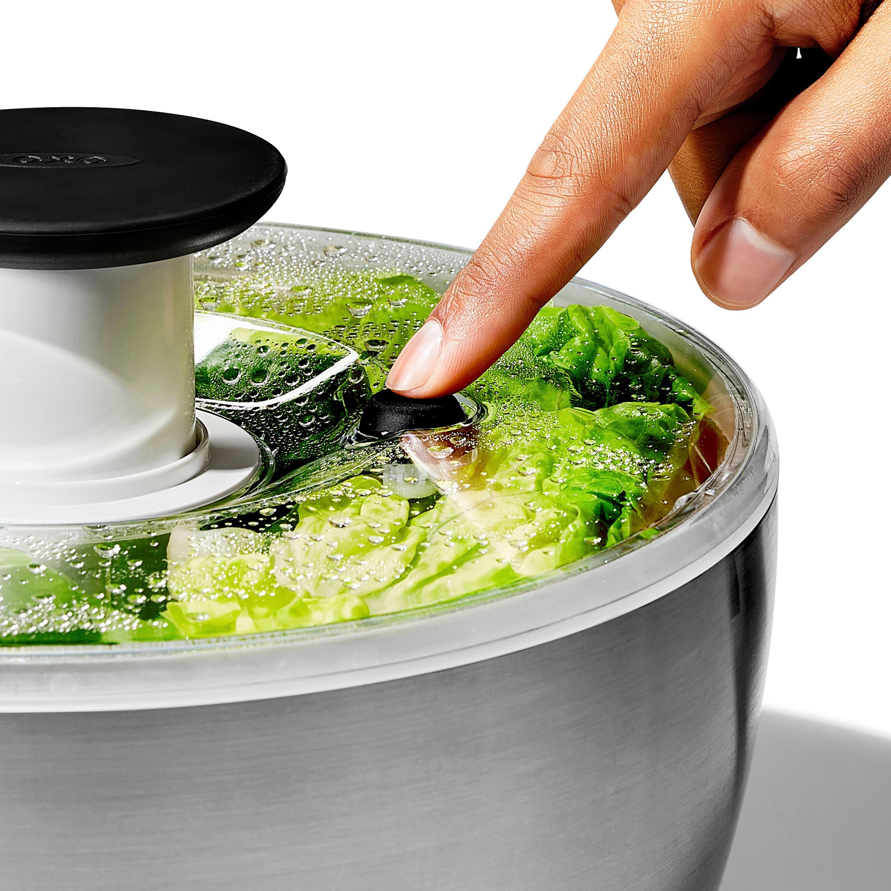 OXO SteeL Salatschleuder, 6 Liter, Edelstahl