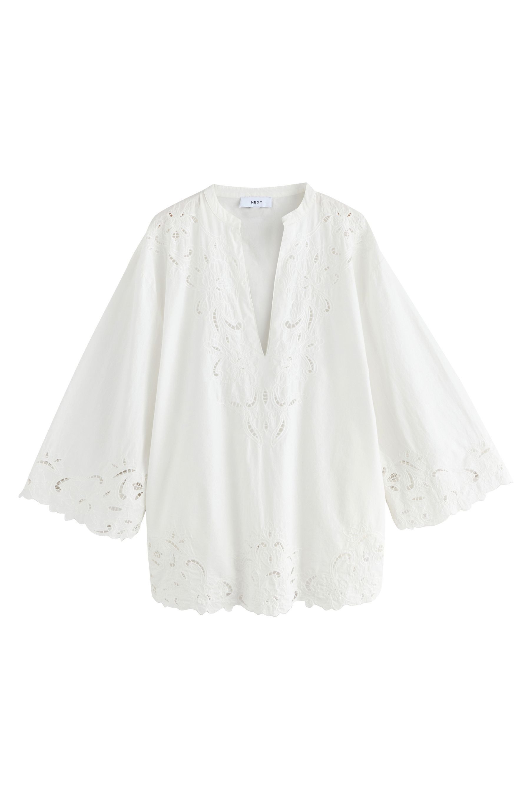 Next Strandkleid Kaftan-Cover-up mit Lochstickerei aus Baumwolle (1-tlg) günstig online kaufen