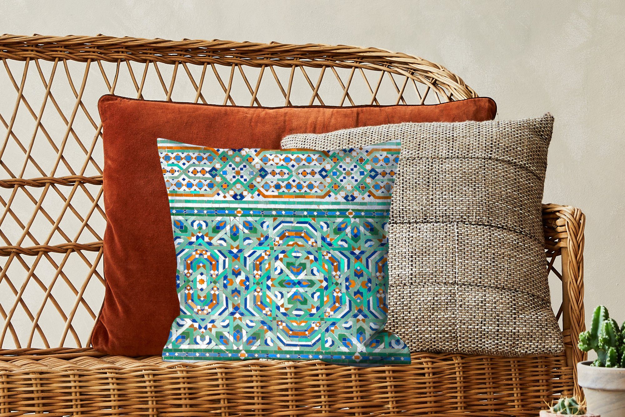 Zierkissen Füllung Schlafzimmer, Wohzimmer, traditionelle Eine marokkanische mit Dekokissen Sofakissen MuchoWow Deko, Mosaikdekoration, für