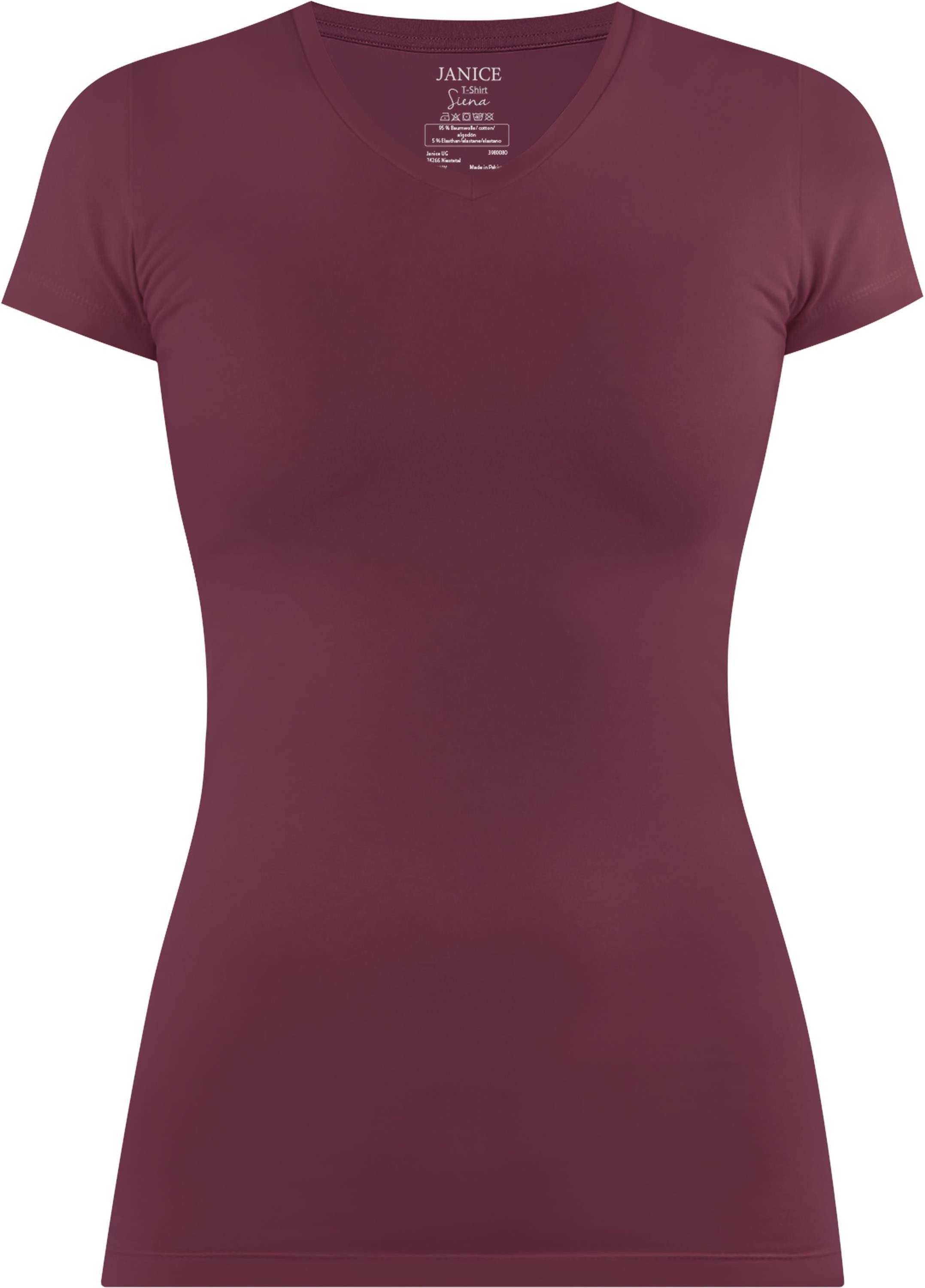 normani Kurzarmshirt Figurbetontes T-Shirt mit V-Ausschnitt Siena Damen Basic kurzarm Shirt