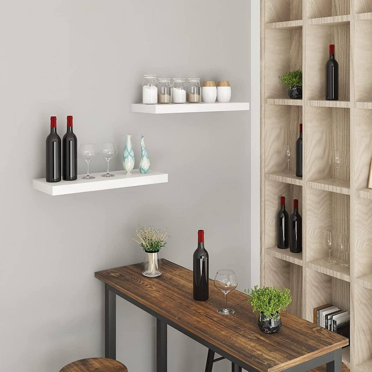 Woltu Wandregal, 3-tlg., Wandboard freischwebend Schweberegal Holz Board