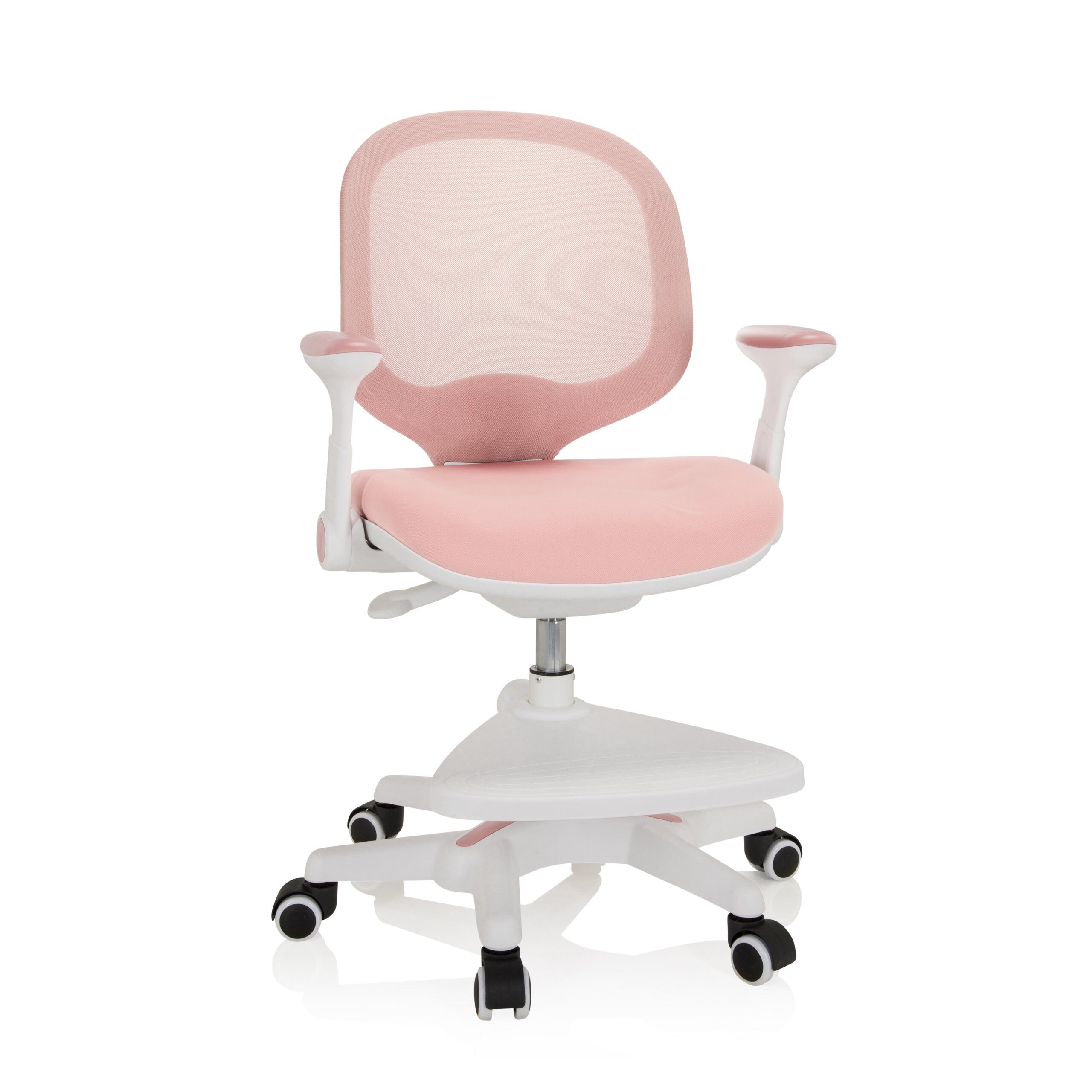 hjh OFFICE Bürostuhl Kinderstuhl Kid Ergo Stoff / Netzstoff, mitwachsend, höhenverstellbare Fußstütze, klappbare Armlehnen