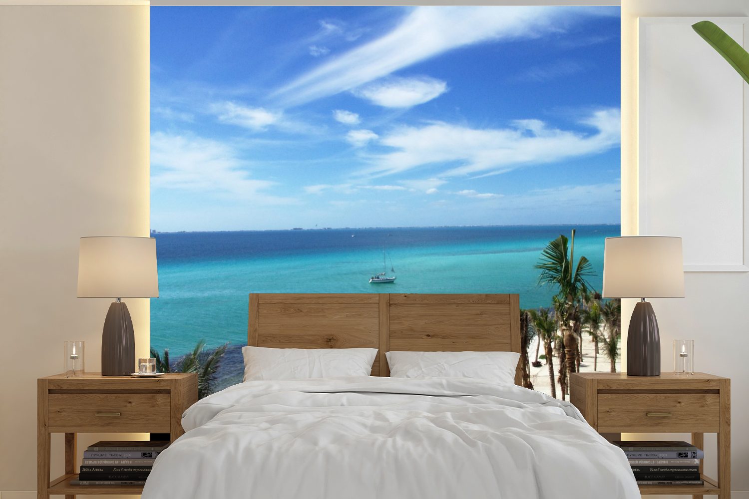 MuchoWow Fototapete Blick auf das Karibische Meer bei Isla Mujeres, Mexiko, Matt, bedruckt, (5 St), Vinyl Tapete für Wohnzimmer oder Schlafzimmer, Wandtapete