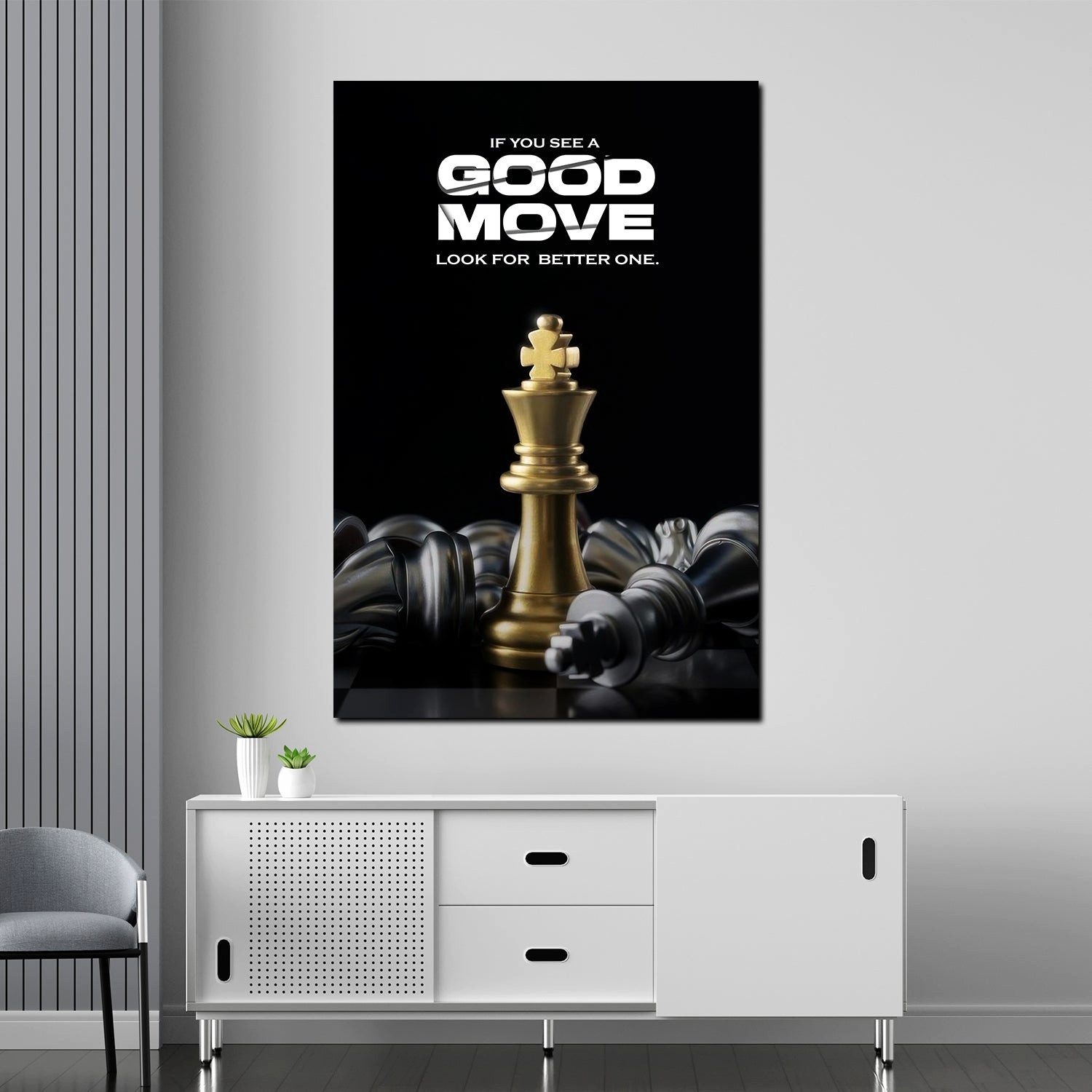 Artedinoi Leinwandbild Motivation Schachspiel Erfolg Wandbild Leinwandbild Kunstdruck XL Wand, Schachspiel, Erfolgs-Motiv