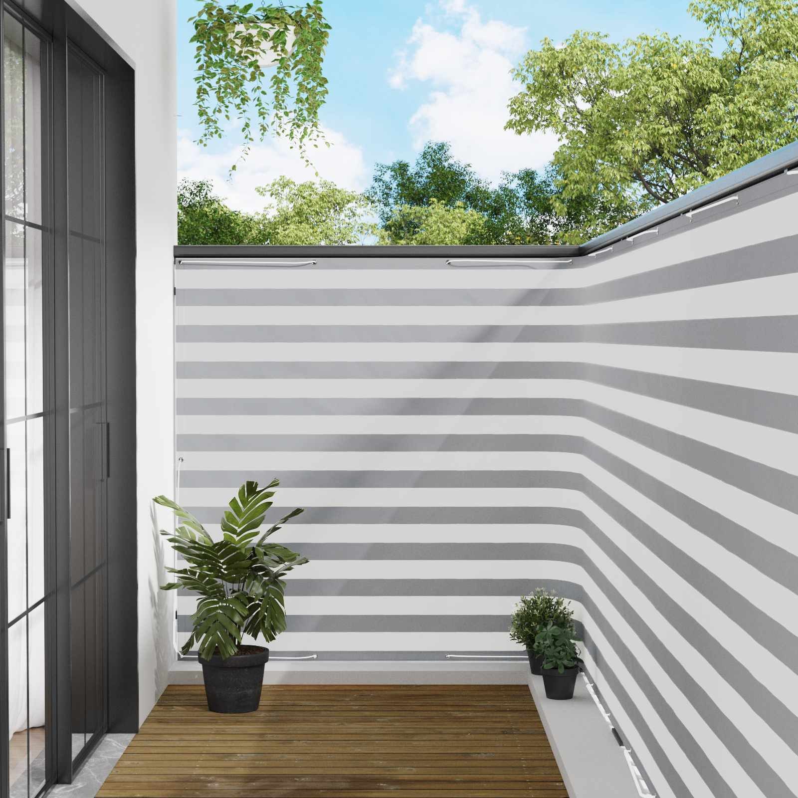 vidaXL Balkonsichtschutz Balkon Sichtschutz 150 x 800 cm Stoff mit PU-Beschichtung (1-St)