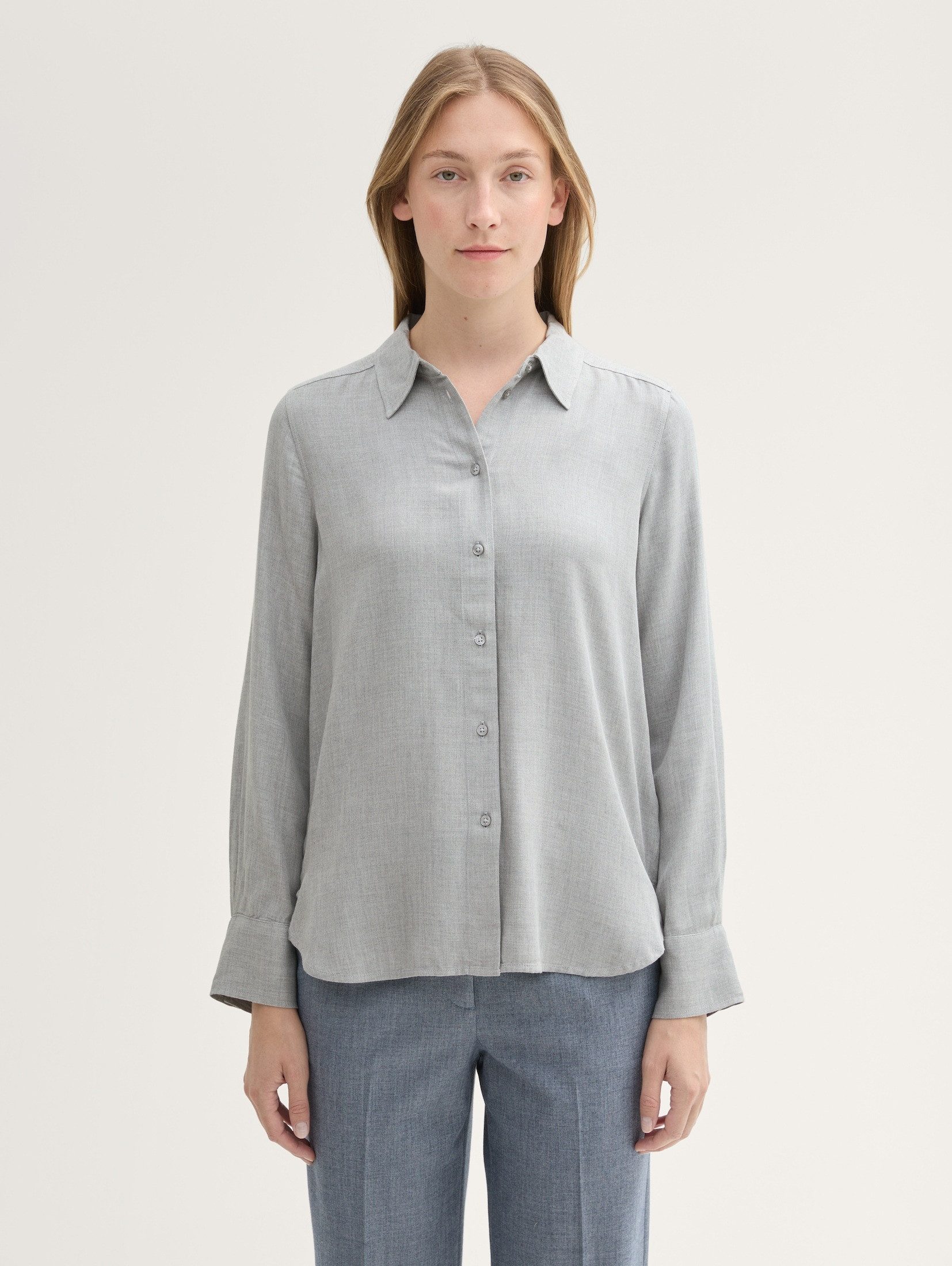 TOM TAILOR Langarmbluse Bluse aus Viskose Bluse aus Viskose