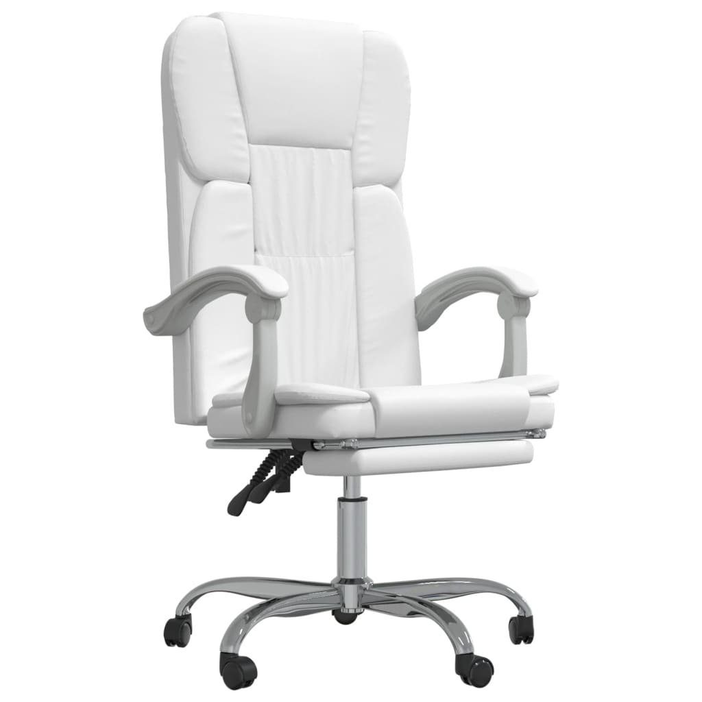 vidaXL Bürostuhl Bürostuhl mit | Weiß Liegefunktion Weiß Kunstleder Weiß (1 St)
