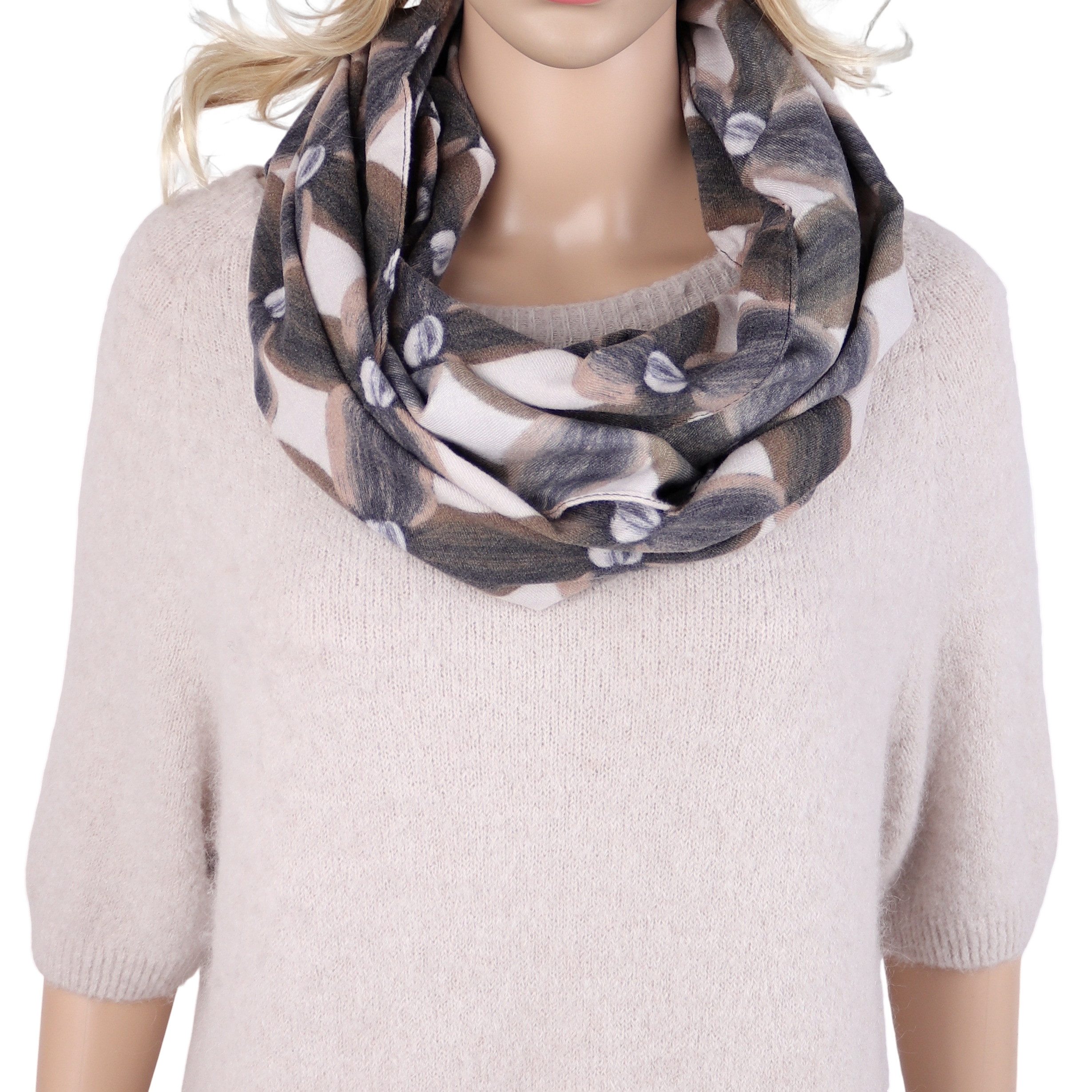 MIRROSI Loop Damen Loopschal 100% Viskose, etwas dickerer Stoff, (ca. 160x40cm zweimal um den Hals wickelbar, Neue Kollektion Herbst/Winter 2026), weicher Rundschal mit Retro-Blumenmuster ideal für Herbst/Winter