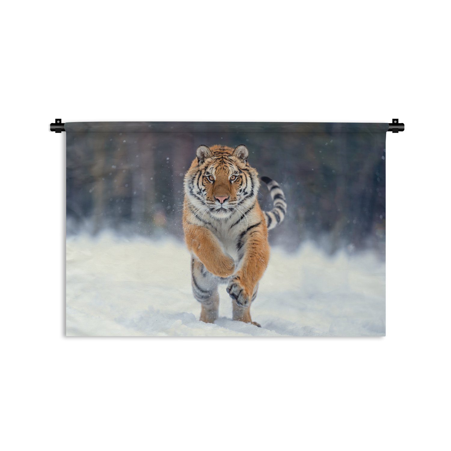 MuchoWow Wanddekoobjekt Tiger - Landschaft - Schnee - Tiere, Wanddeko für Wohnzimmer, Schlafzimmer, Kleid, Wandbehang, Kinderzimmer