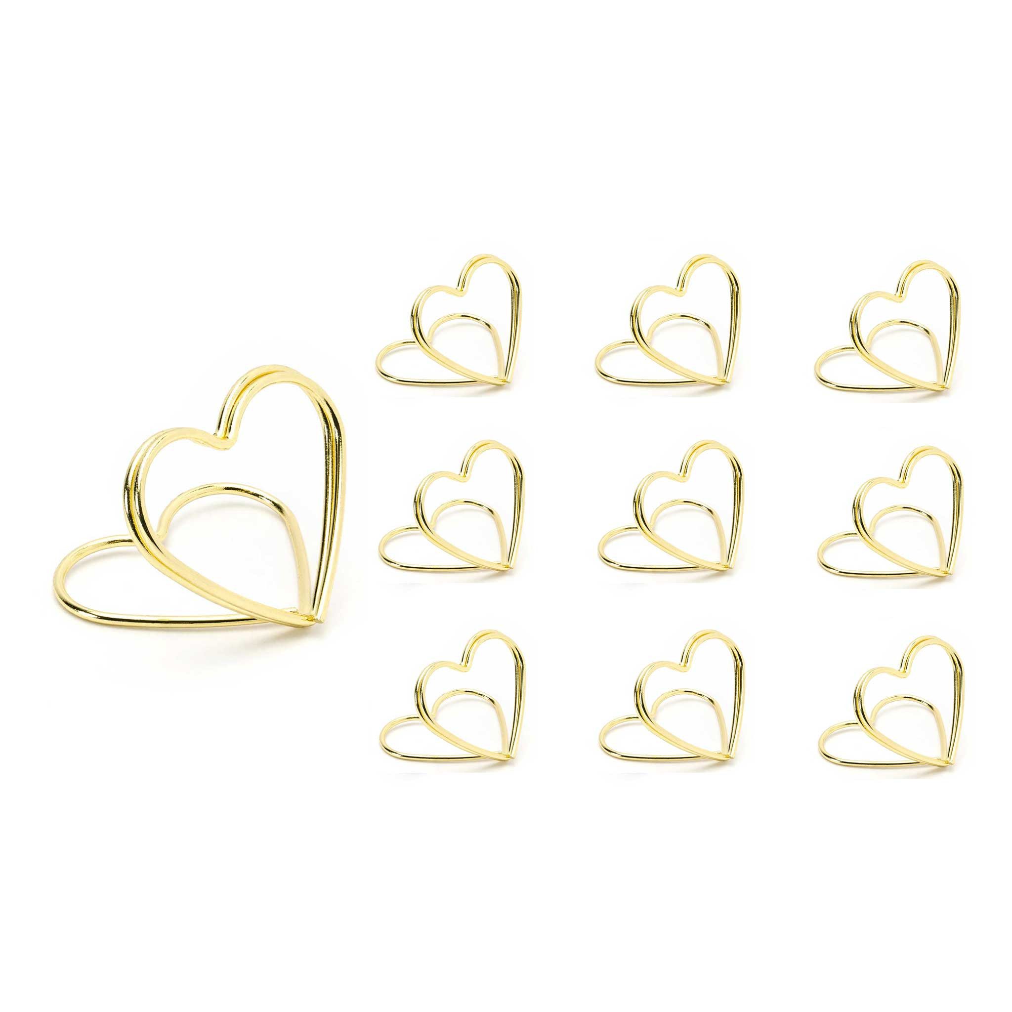 partydeco Tischkartenhalter, Metall, Tischkartenhalter Herz 2,5cm Metall gold, 10 Stück
