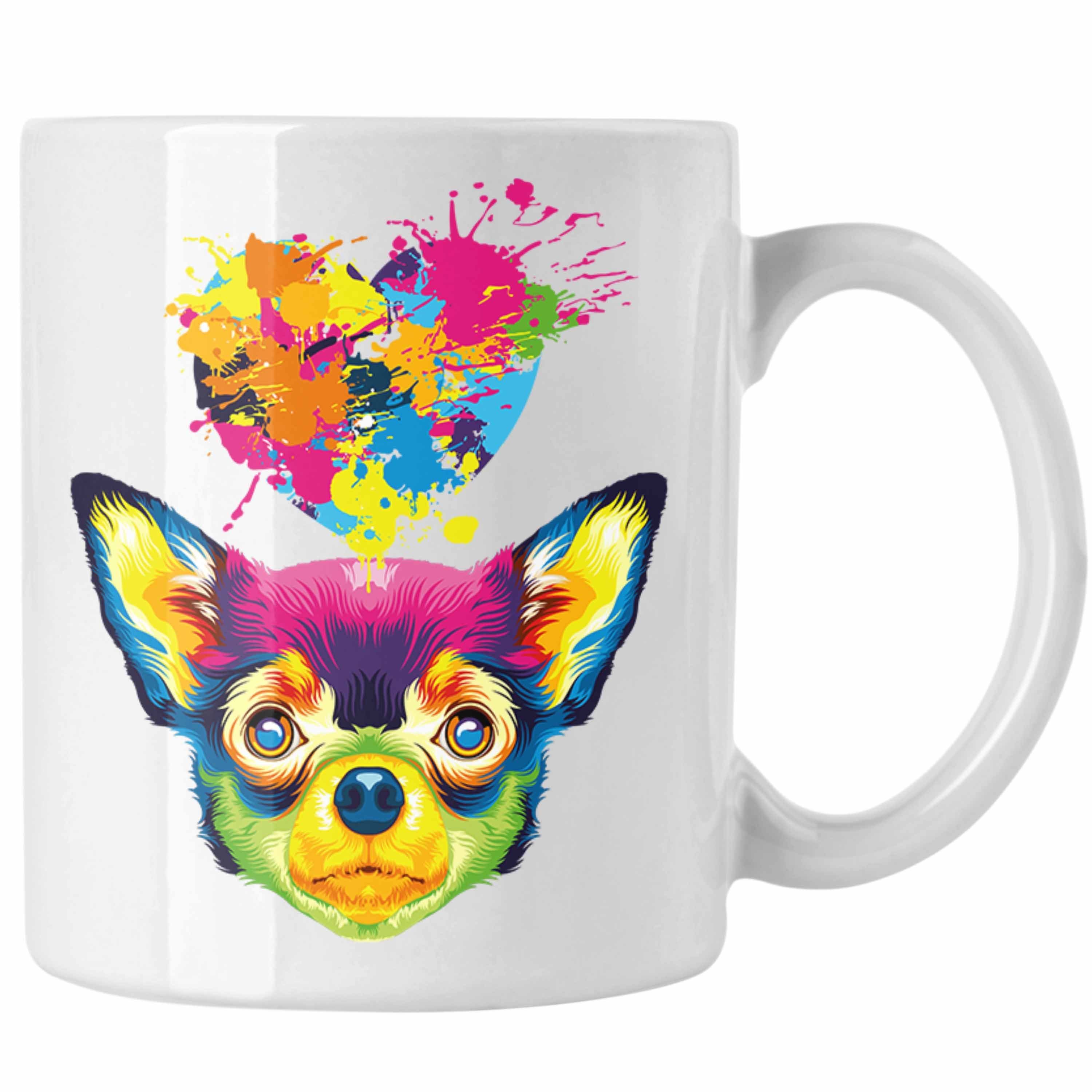 Trendation Tasse Chihuahua Herz Farbe Besitzer Tasse Geschenk Lustiger Spruch Geschenki Weiss